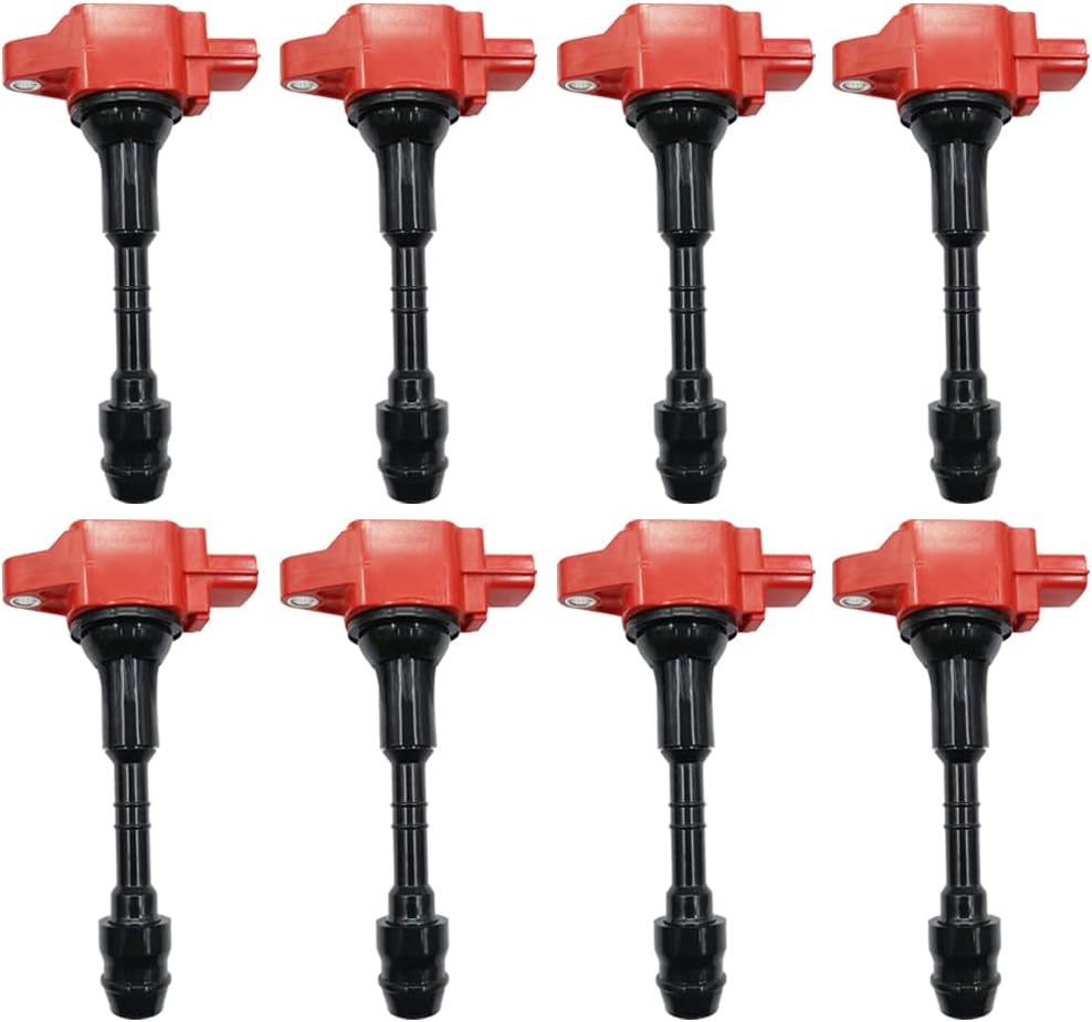 Performance Red Ignition Coil Set Of 8 Compatible With INFINITI QX56 NISSAN ARMADA NV2500 NV3500 PATHFINDER TITAN 5.6 V8 VK56DE TB48 Replacement For 22448-ZE00A 22448-ZE00C UF-551 UF551 C1672