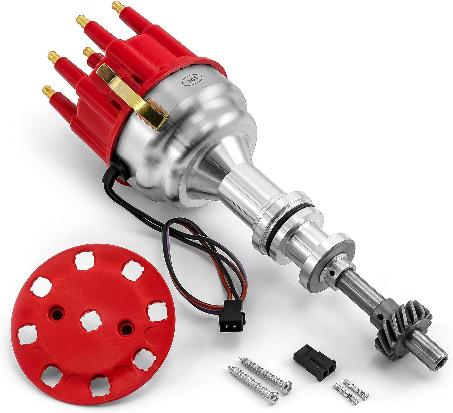 Speedmaster PCE376.1107.01 Compatible with Ford 302 351C Cleveland Early 460 8000 Series Pro Billet Distributor [Red]