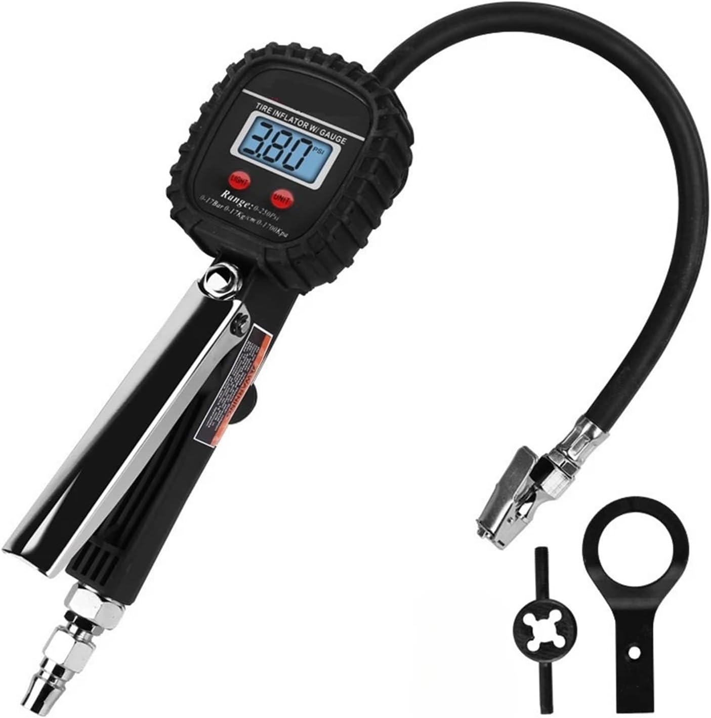 CAARLA Digital tire Pressure Gauge Digital Tire Inflator Gauge with L+C+D Display,Portable Air Compressor Pump&Pressure Meter for Motorcycle (Precision Accuracy)(White)