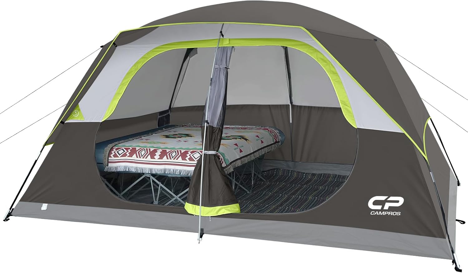 CAMPROS CP Tent 6/8 Person Camping Tents, Waterproof Windproof Family Dome Tent with Top Rainfly, Large Mesh Windows, Double Layer, Easy Set Up, Portable with Carry Bag, for All Seasons