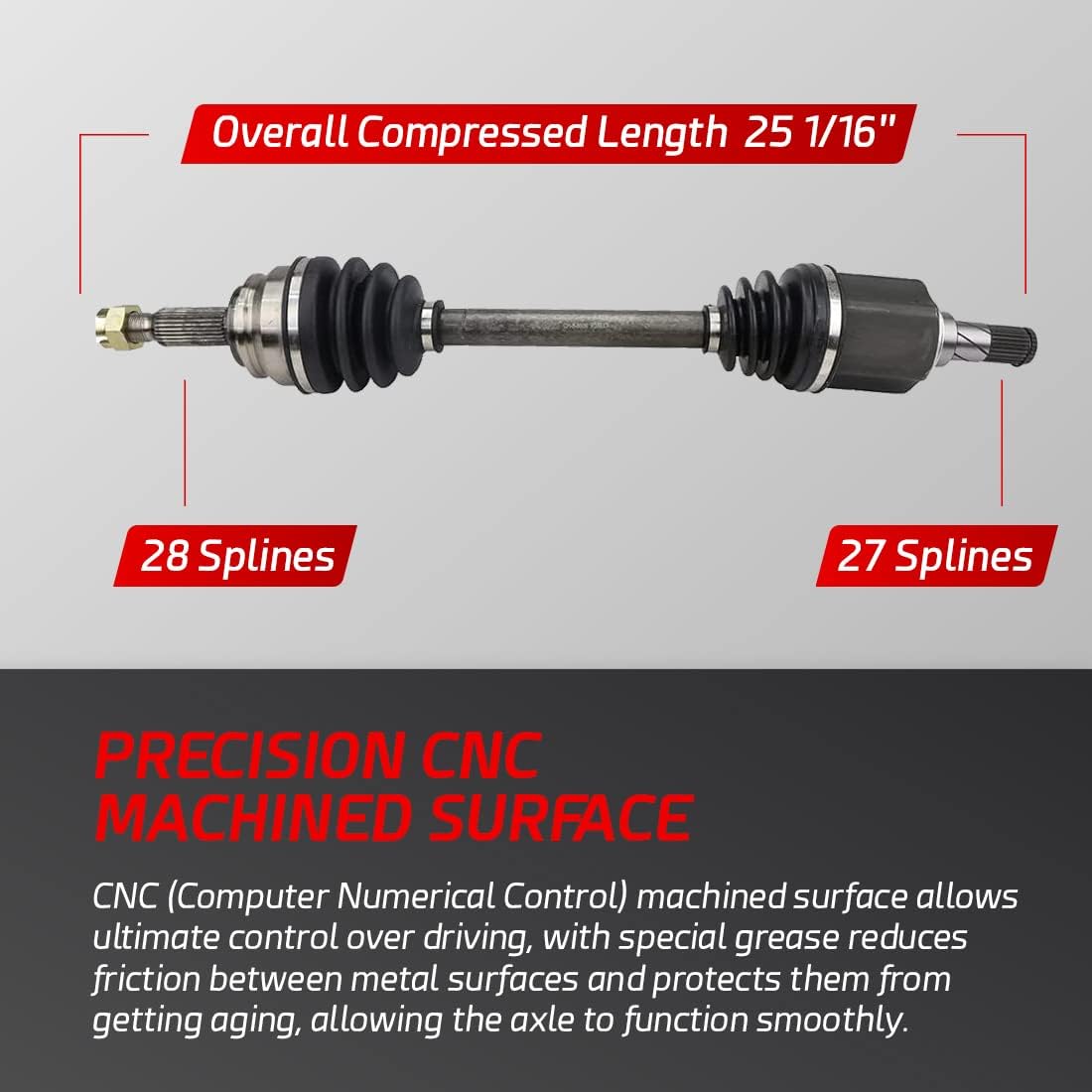 Anytek CV Axle Shaft Front Left & Right Compatible with Dodge Caliber Jeep Compass Patriot 2007-2017 2.0L 2WD w/CVT Trans. Replace# CH-8-8609 CH-8-8610 Driver & Passenger CV Axle Shaft Assembly