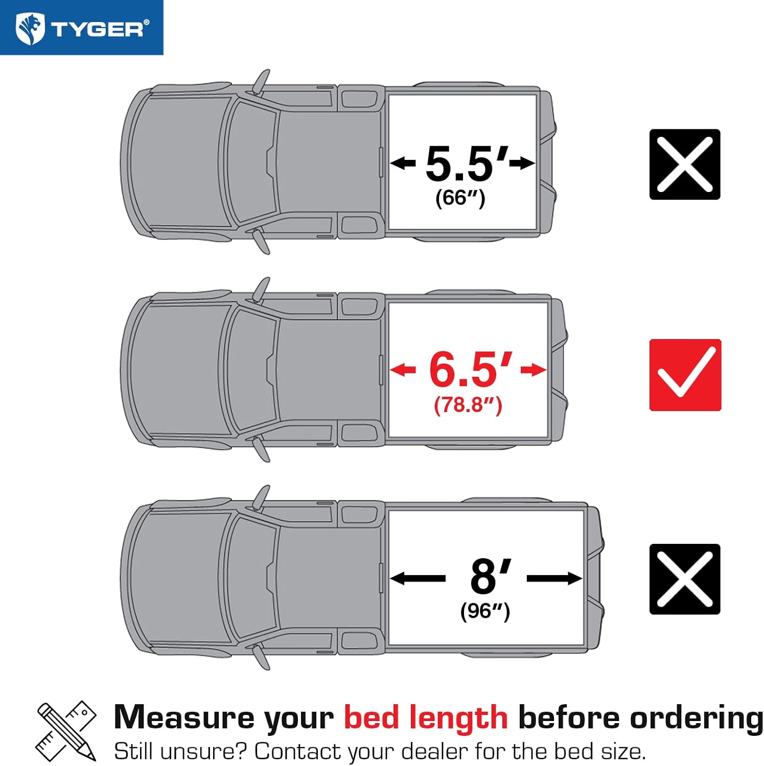 Tyger Auto T3 Soft Tri-Fold Truck Bed Tonneau Cover Compatible with 2004-2008 Ford F-150; 2005-2008 Lincoln Mark LT | Styleside 6.5' Bed (78