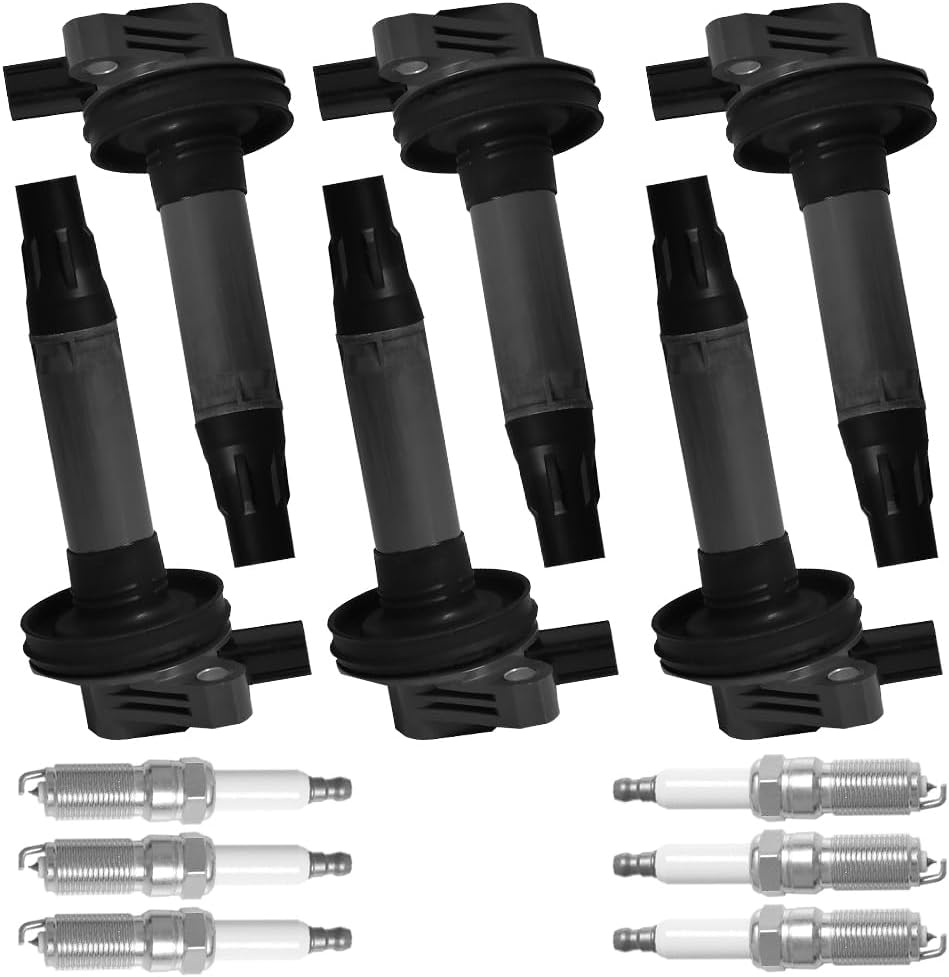 Set of 6 UF533 DF520 Ignition Coil SP589 SP520 Spark Plug Compatible with 3.5L 3.7L Ford Edge Explorer F-150 Taurus Transit-150 Transit-250 Transit-350 MKS MKT MKX MKZ 2011-2018 Replace 610-00119