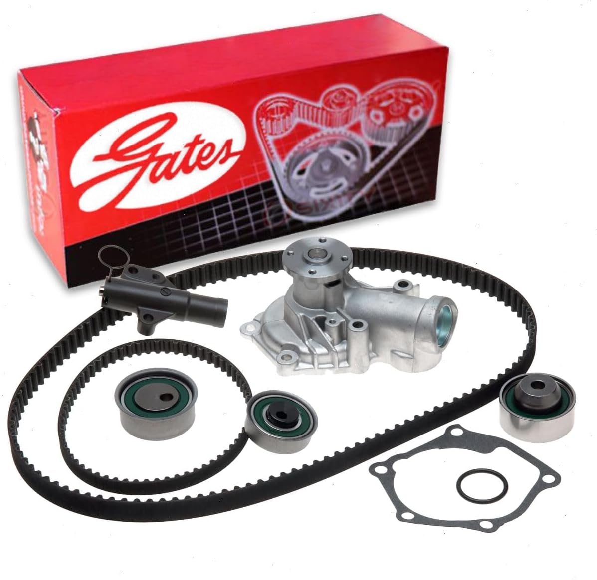 Gates PowerGrip Timing Belt Kit w Water Pump compatible with Mitsubishi Galant 2.4L L4 2007-2012