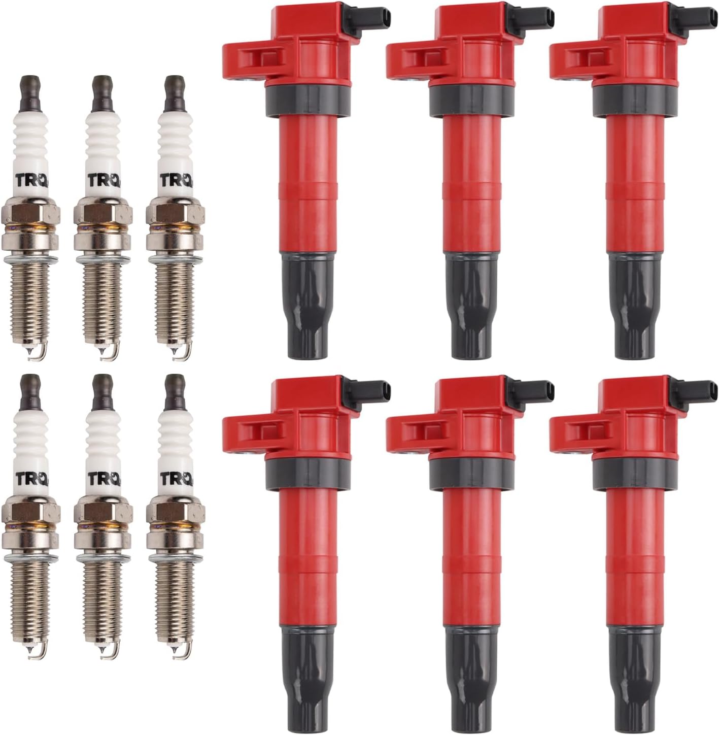 TRQ Ignition Coil and Spark Plug Kit 12 Piece Compatible with 2012-2017 Hyundai Azera 2010-2011 Genesis 2010-2016 Genesis Coupe 2010-2019 Santa Fe 2014-2015 Kia Cadenza 2011-2017 Sedona Sorento