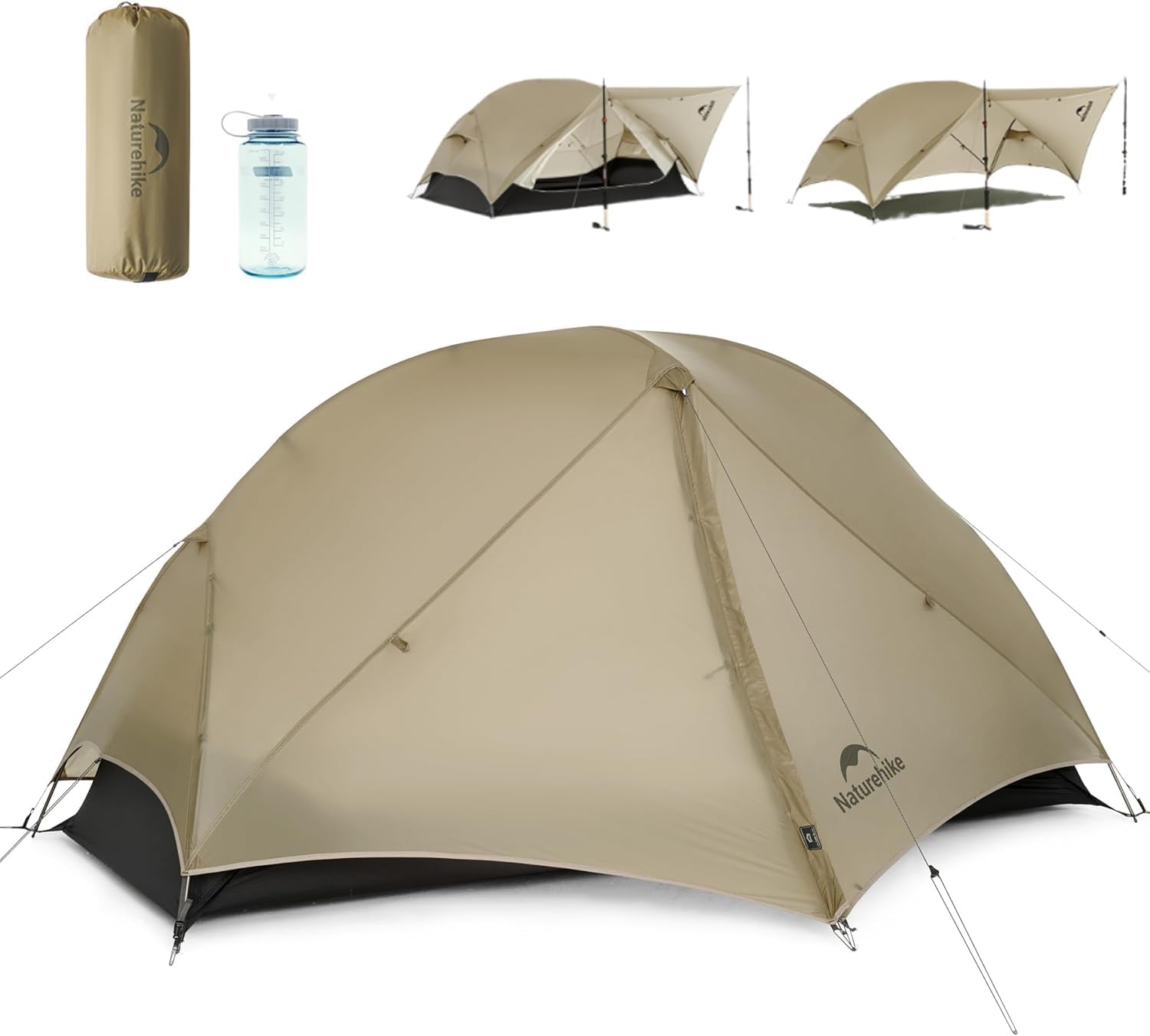 Naturehike Mongar UL Tent [2025 Upgrade] 1.5kg/3.3lb Ultralight Tents,1/2 Person Backpacking Tent,4 Modes of use, Waterproof,Hiking Tents for Camping