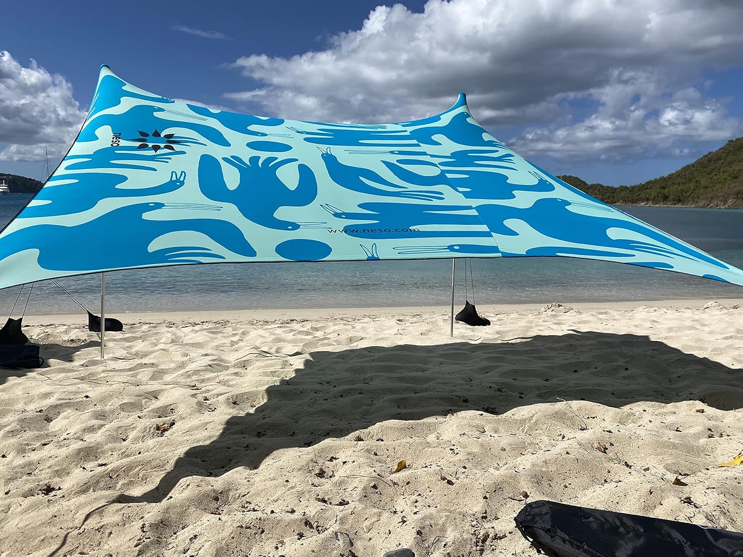 Neso Portable Beach Tent Sun Shelter with Sand Anchor - Lightweight Beach Shade Canopy - Easy Setup for Family Outings - Patented Reinforced Corners - UPF 50+ Sun Protection - 7 x 7ft - Teal