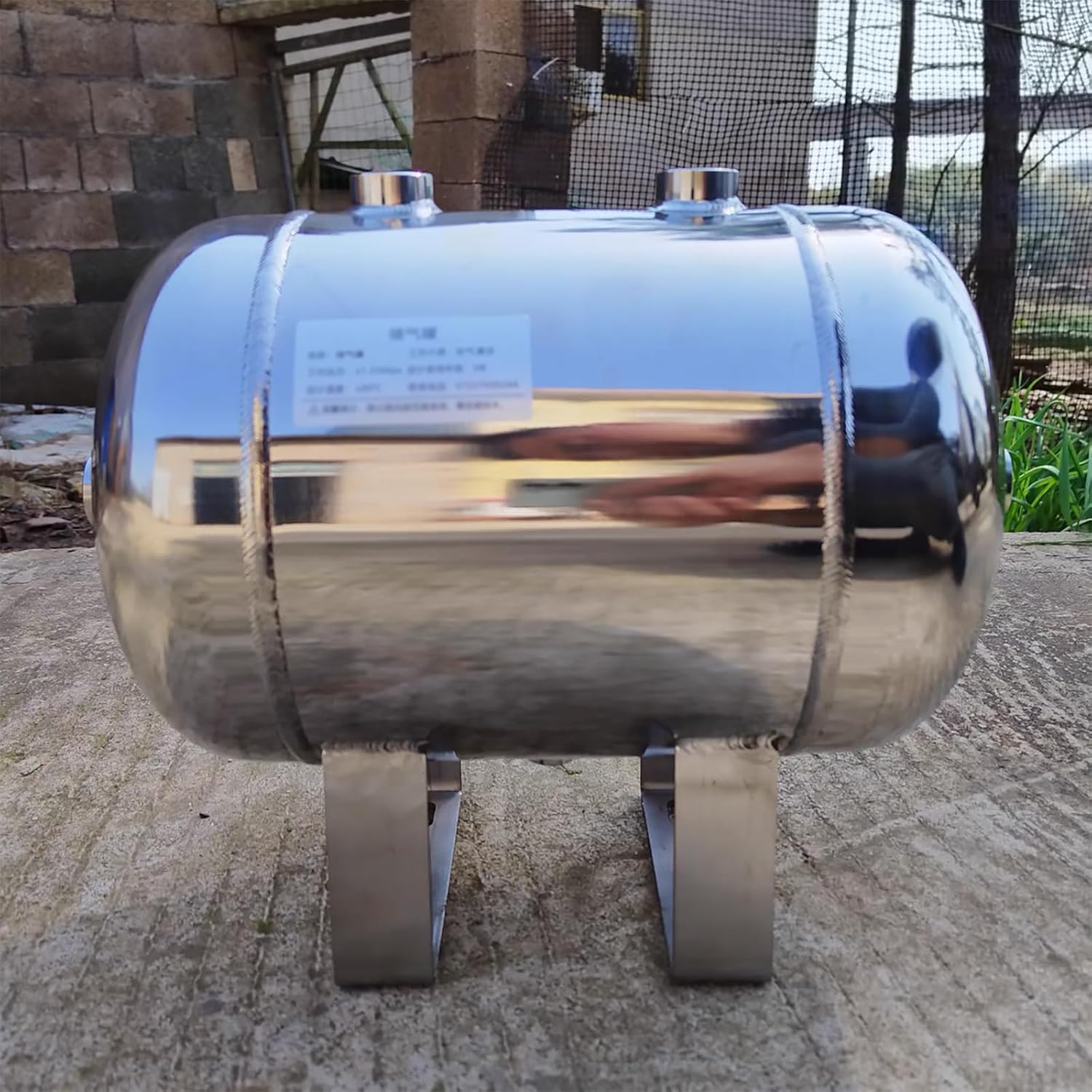 Katzowen Emergency Auxiliary Air Tank for Farm/Storage barn, 0.5 1 L 2 5 Liter Small Portable Compressed Air Tank, Heavy Duty Stainless Steel Multiport Gas Storage Vessel(5L/1Gal(A))