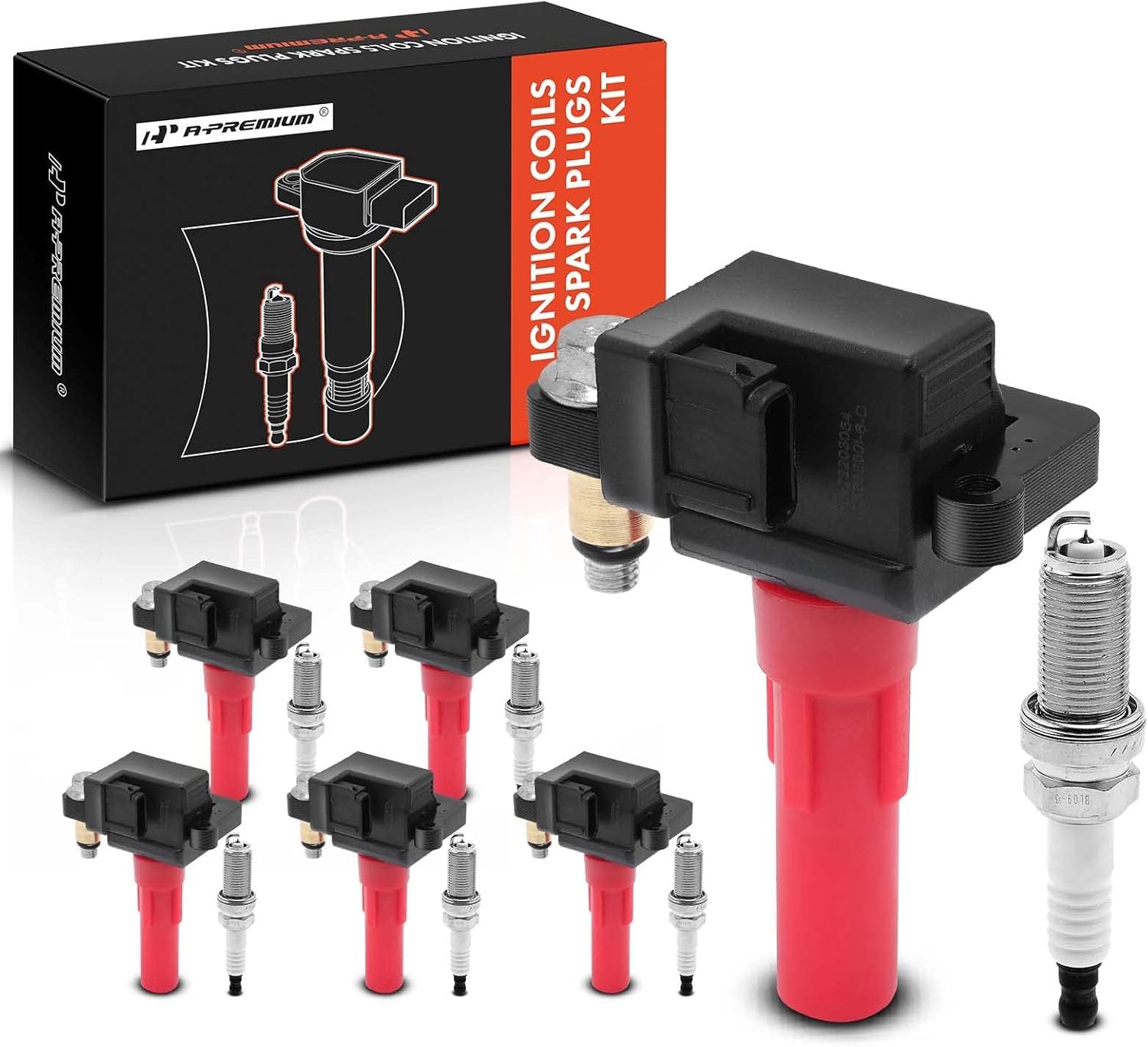 A-Premium Set of 6 Ignition Coil Pack and Iridium Spark Plugs Compatible with Subaru Outback 2010-2019, Legacy 2010-2019, Tribeca 2010-2014, 3.6L
