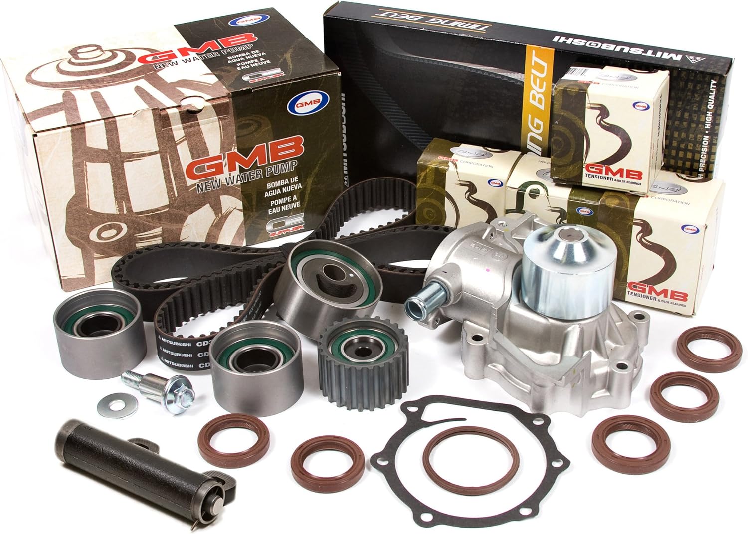 Evergreen TBK172AMHWP Compatible With 90-97 Subaru 1.8L 2.2L EJ18 EJ22 Timing Belt Kit GMB Water Pump