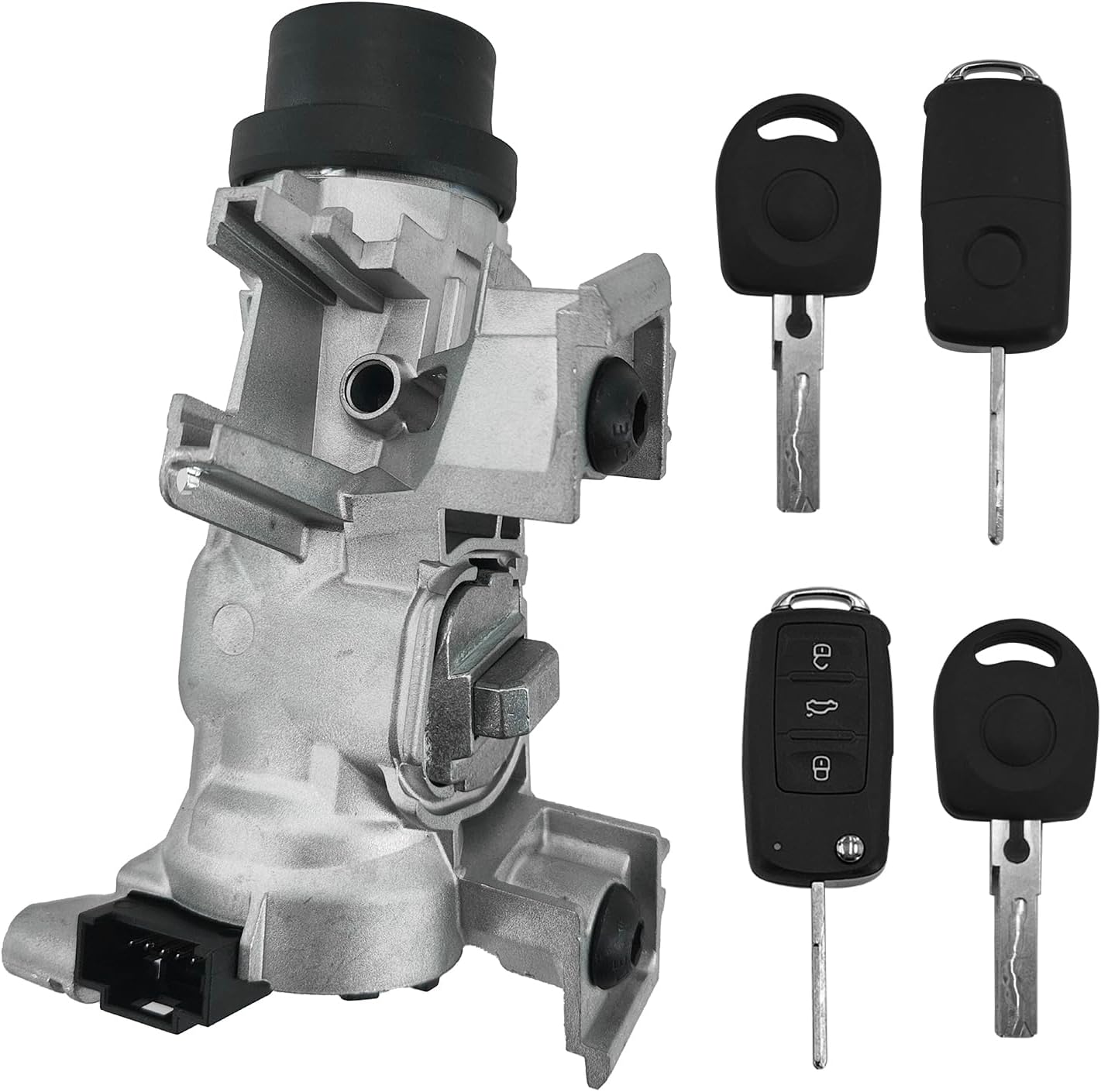 1K0905851 Ignition Switch Lock Cylinder Assembly with Intelligent Key Shell for VW Jetta 2006-2018,Eos 2007-2011,Golf 2004-2011,Rabbit 2006-2009#1K0905851B