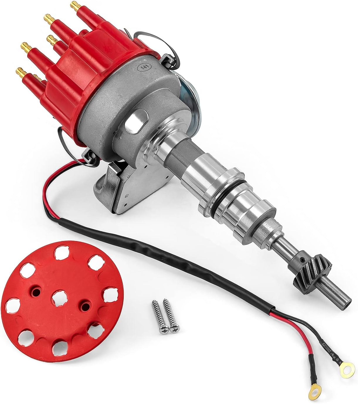 Speedmaster PCE376.1081.01 Compatible with Ford SB 289 302 Windsor 7000 Series Ready to Run Distributor [Red]