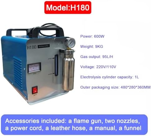 Oxygen Hydrogen Water Welder ,Gas Flame Generator Polisher, with Torch Tip Kit ,for Acrylic Polishing and Metal Welding ( 95L/H)