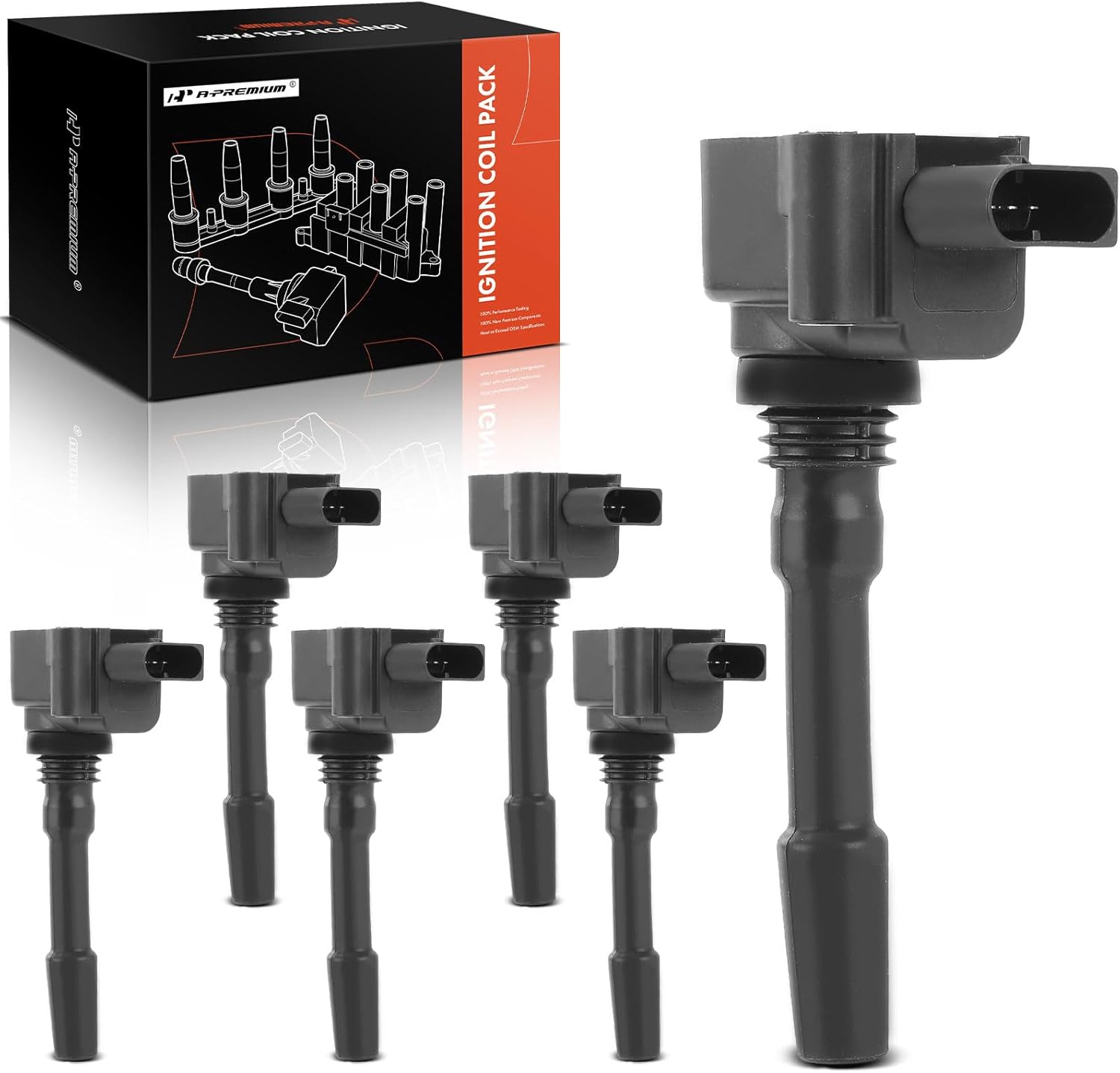 A-Premium Engine Ignition Coil Pack Compatible with Porsche Cayenne Macan 2015-2018, Panamera 2014-2016, 2.0L 3.0L 3.6L, 6-PC Set