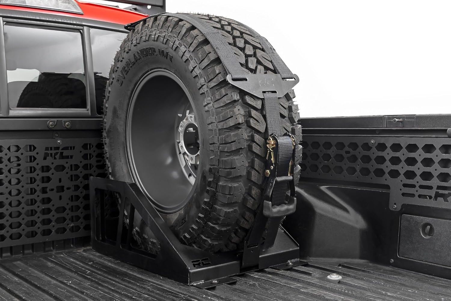 Rough Country Universal Bed Mount Spare Tire Carrier for Pickup Trucks - Fits Tires 33