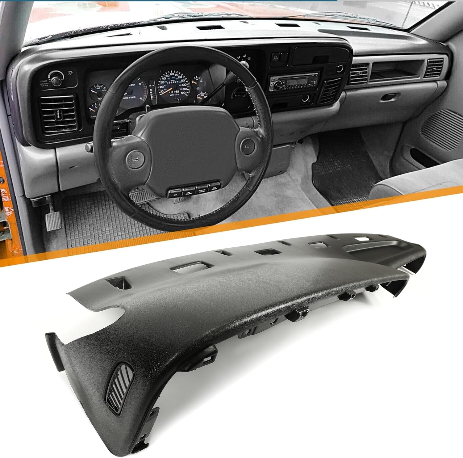 KUAFU Dash Replacement Compatible with 1994-1997 Dodge Ram 1500 2500 3500 Replace for 5EY72RC8 Black Upper Panel Dashboard