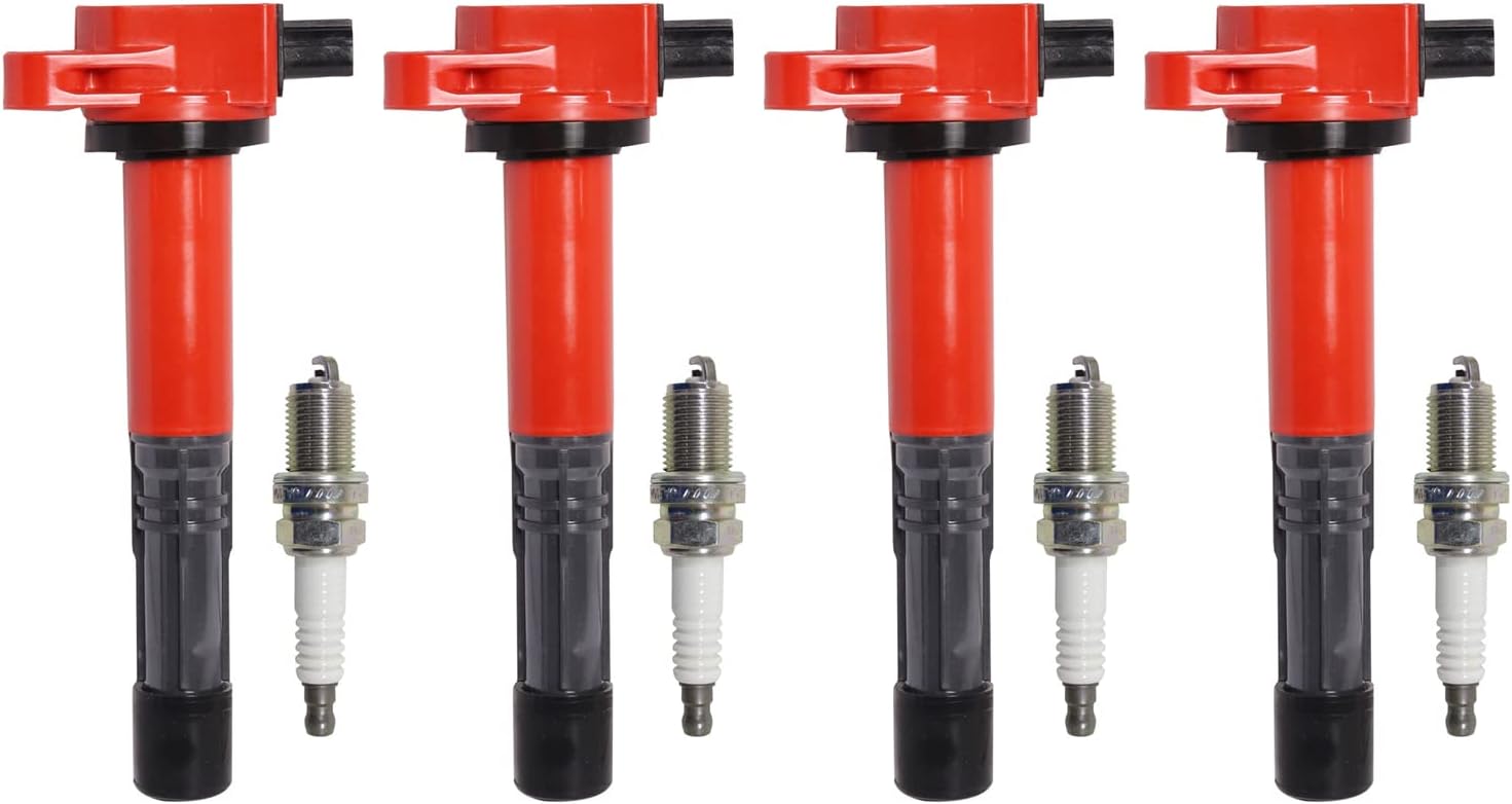 ENA Red Set of 4 Ignition Coil Pack UF602 and Iridium Spark Plugs 97390 2.4 Compatible with Honda Accord CRV Civic SI Crosstour Acura ILX 2008 2009 2010 2011 2012 2013 2014 2015 for C1662 LKR7BGP