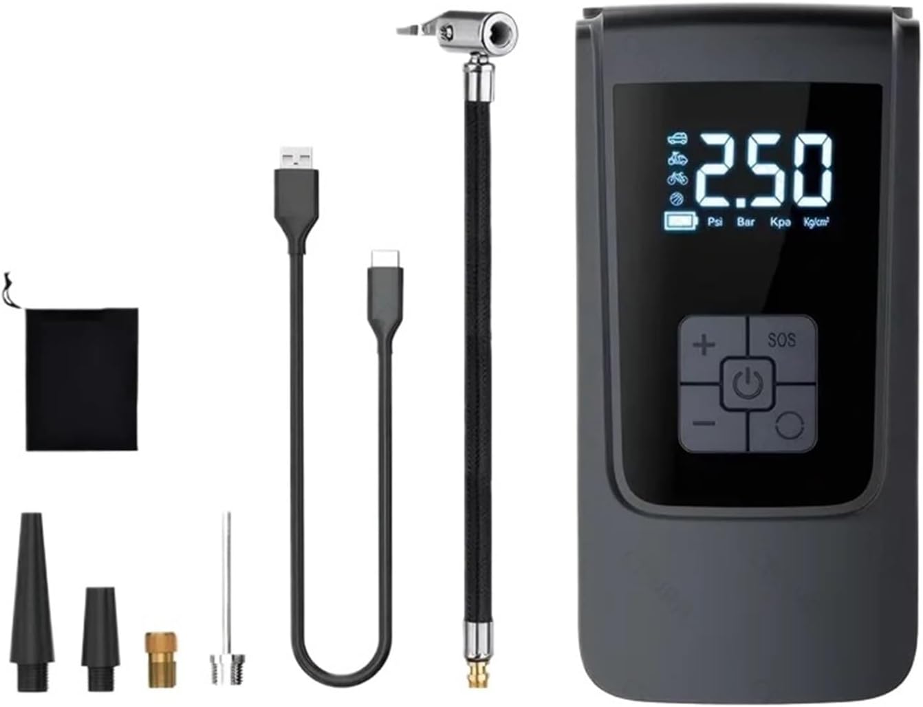 MUSM Car Tire Air Pump Portable Car Air Pump Wireless Tire Inflator Electric Air Compressor(Powered andWired Bag)