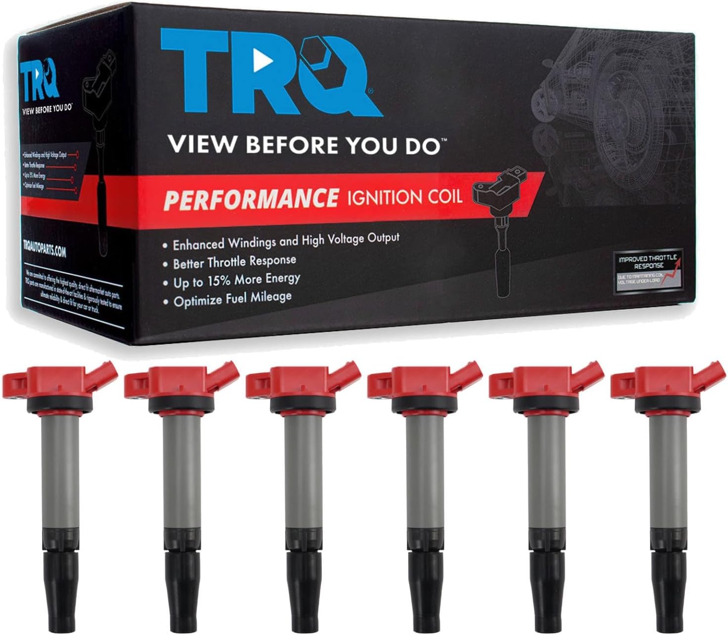 TRQ Ignition Coil Set Compatible with 2016-2020 Lexus GS350 2017-2018 GS450h 2017-2023 IS300 IS350 2018-2023 LC500h LS500h RC300 RC350 2018 RX350 RX450hL 2017-2019 Toyota Highlander 2016-2023 Tacoma