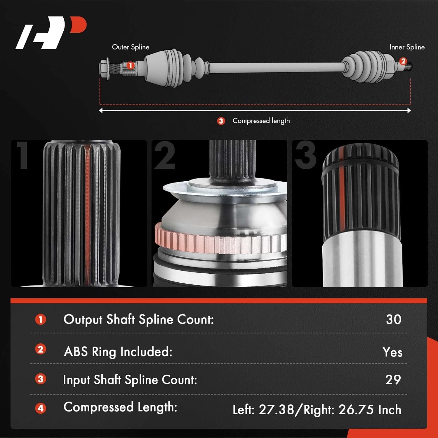 A-Premium Pair (2) Front CV Constant Velocity Axle Shaft Assembly Compatible with Honda Odyssey 2005-2006 V6 3.5L, Driver and Passenger Side