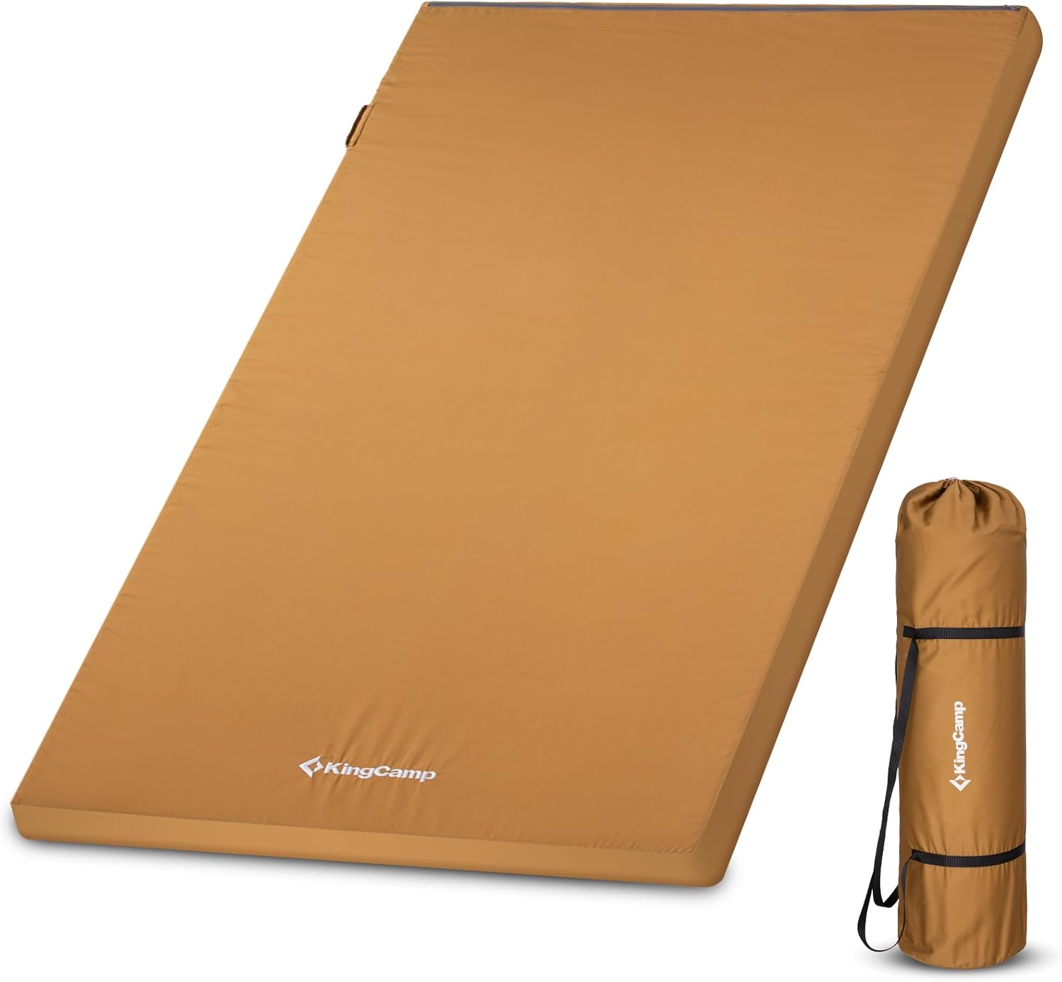 Kingcamp Comfort XXL Wide Perforated Memory Foam Cot Mattress, Portable Roll Up Camping Mattress Cot Mat, Sleeping Mat with Roll Helper for Cot pad Travel Tuck Tent Floor Guest Sleepover