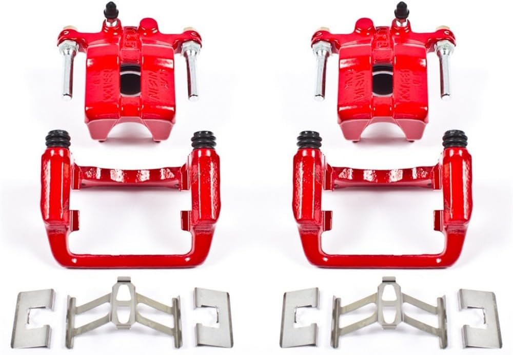 Power Stop Rear S2596 Pair of High-Temp Red Powder Coated Calipers For Acura RL 1999-2004 [Model Specific]