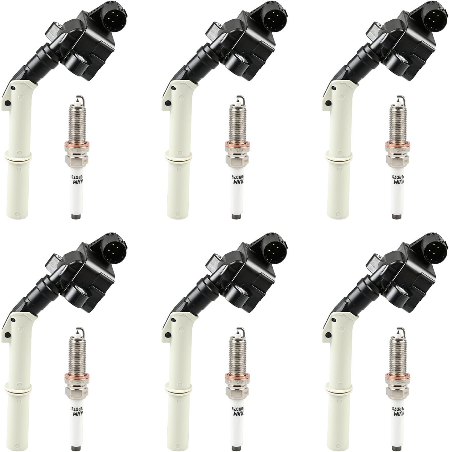 Ignition Coils Pack and Spark Plug Compatible with Mercedes-Benz C300 C350 E350 ML350 V6 3.5L 2012-2016 Replacement for UF-806 UF806 NGK95875 2769060601 2769064500 2769065100 95875 Set of 6