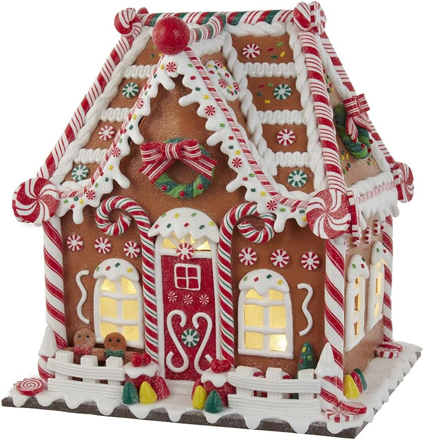 Kurt S. Adler 13-Inch Battery-Operated Gingerbread House with LED Light and Timer
