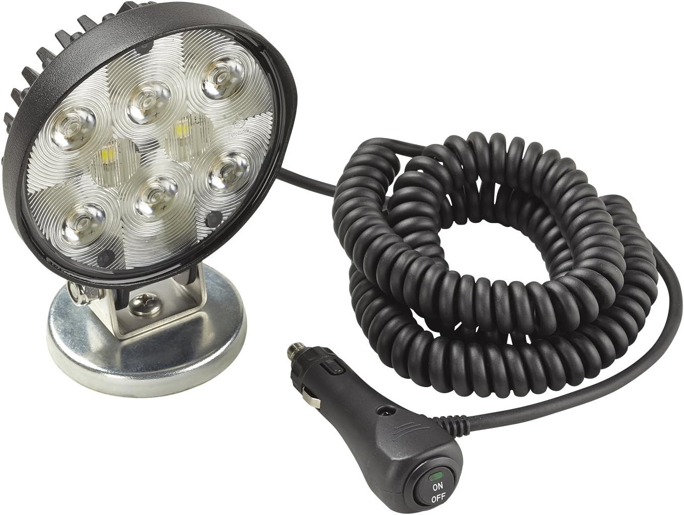 Wesbar (54209-017) Round Auxiliary LED Work Light with 19' Coiled Cord and Magnetic Base