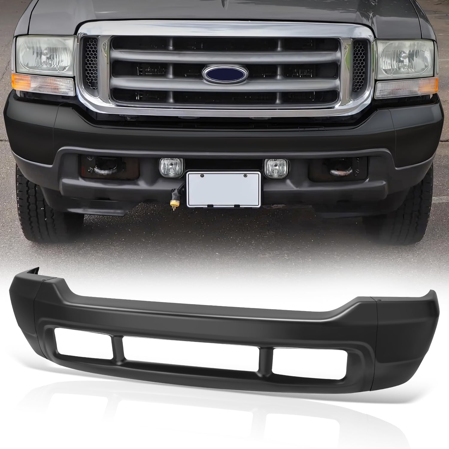 Auto Dynasty Front Bumper Face Bar Compatible with 2000-2004 Ford F-250 F-350 Super Duty, FO1002365, Paint to Match Black