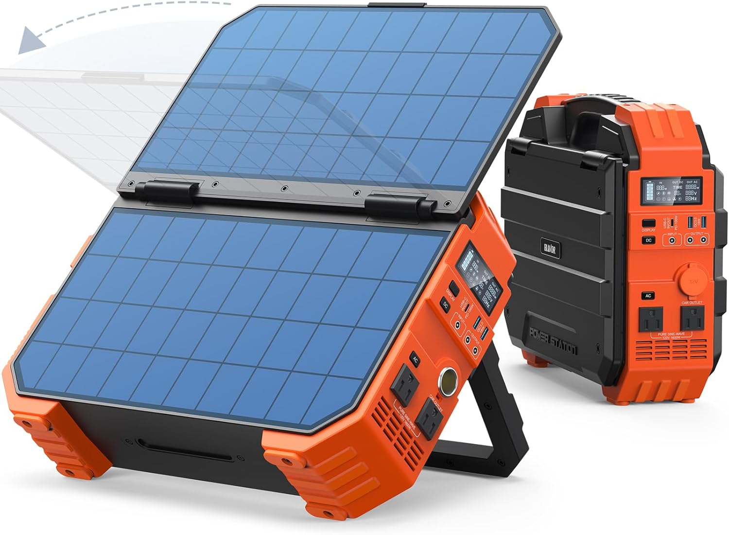 BLAVOR Portable Power Station 1600W (Peak 3200W), Built-in Solar Panel, 1024Wh LiFePO4 Battery, 100W USB-C Fast Charge, Solar Generator for Home Backup, Camping, Power Outages & RV