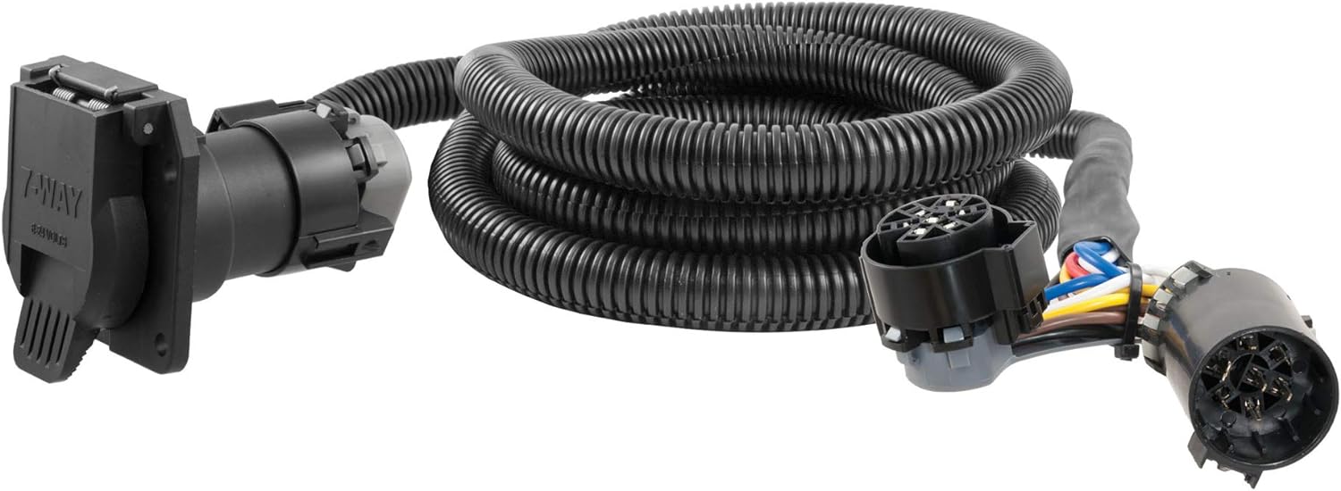 CURT 56070 7-Foot Vehicle-Side Truck Bed 7-Pin Trailer Wiring Harness Extension, Select Chevrolet, Dodge, Ford, GMC, Nissan, Ram, Toyota