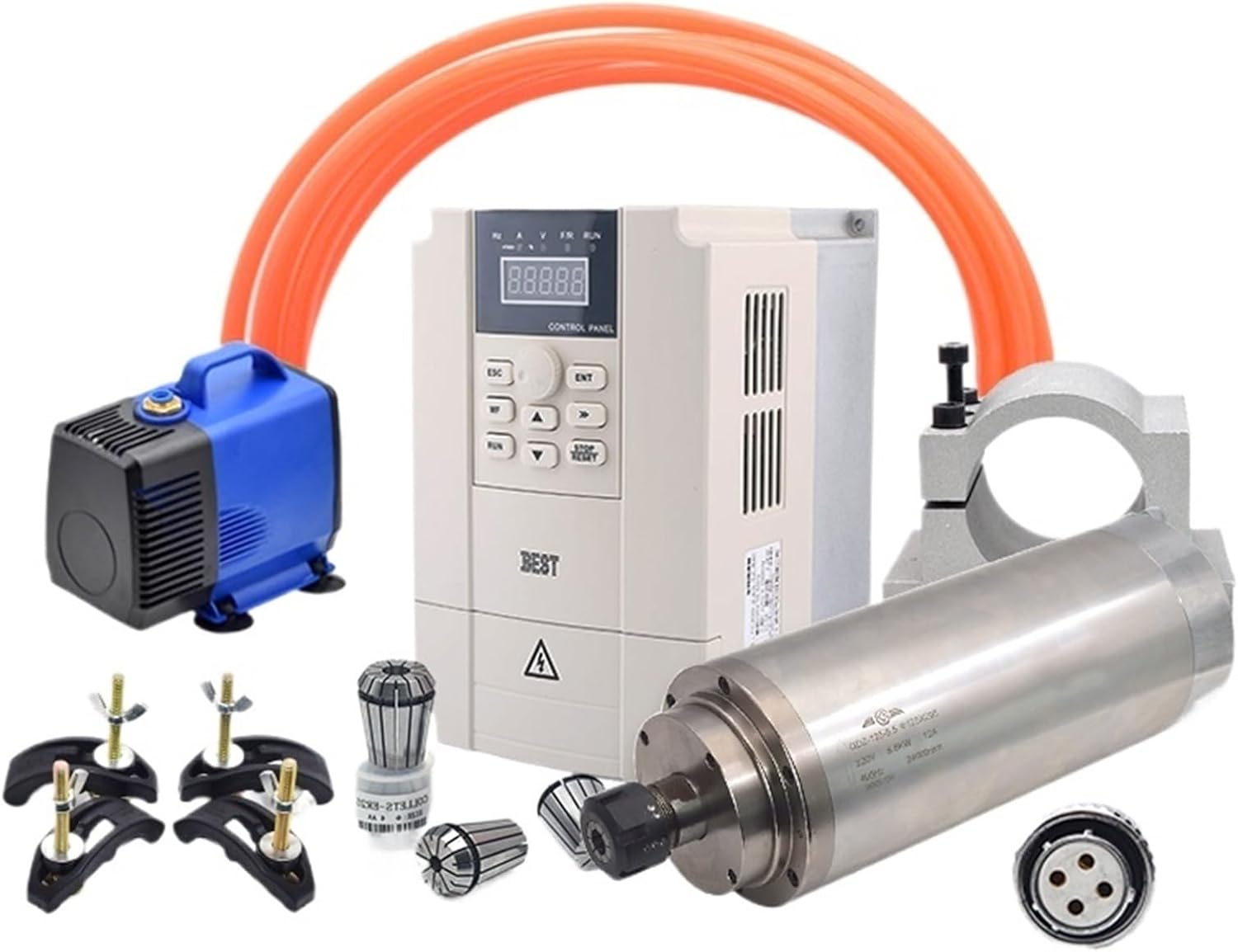 CNC Spindle 5.5kw Water Cooled Spindle Motor 220V 380V ER25 Dia 125mm Inverter for CNC Milling Router Machine Tool Spindle Tools(380V)