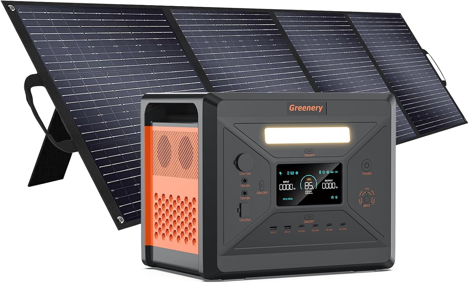 Greenery Solar Generator with 200W Panel, 2500W LiFePO4 Battery Portable Power Station Fast Charging & High Output for Emergency Home Backup, Camping & Outdoor
