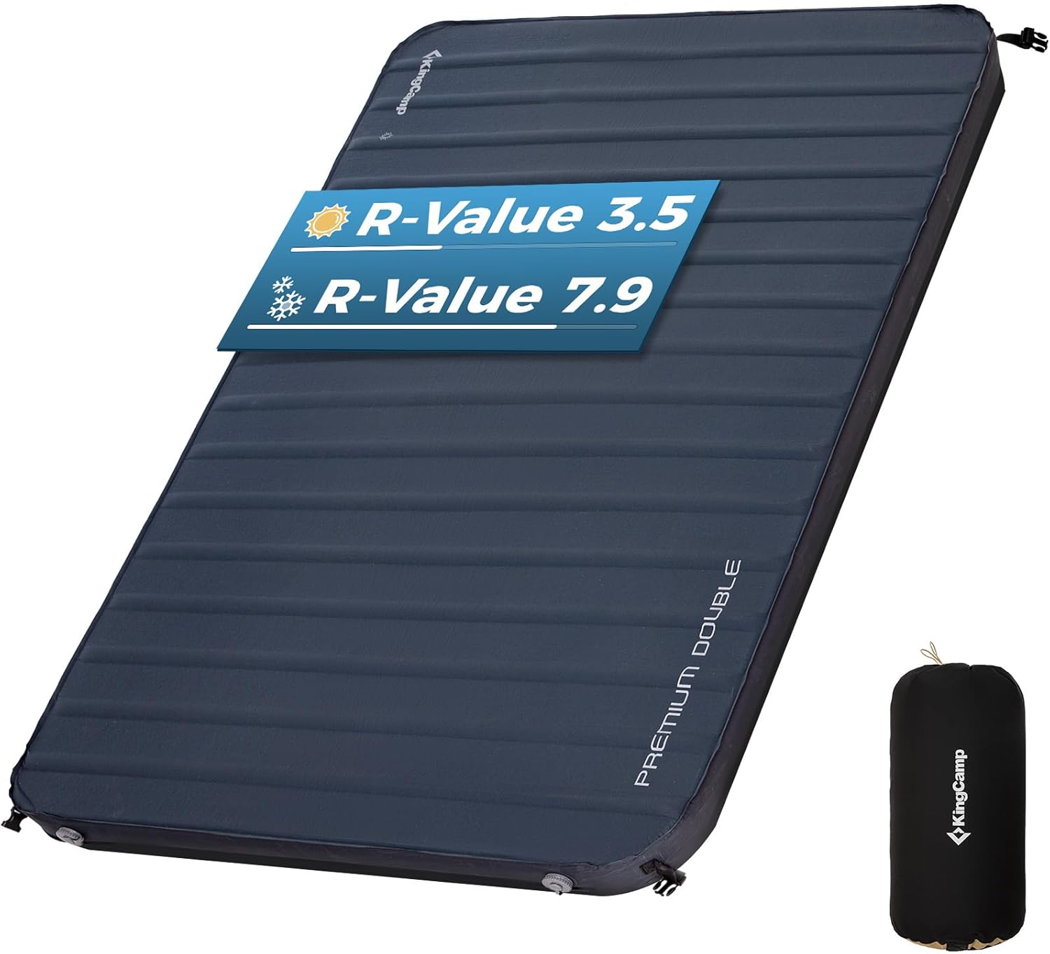 KingCamp Self Inflating Sleeping Pad, R 7.9 Air & Foam Camping Mattress 2 Person, 3