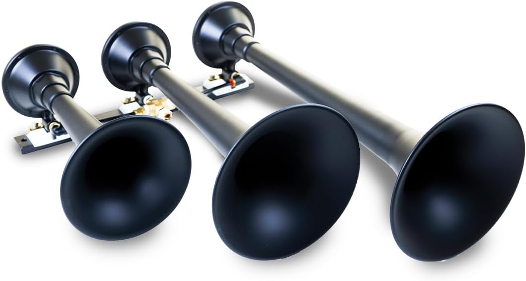 Kleinn Air Horns 730 Triple Train Horn with Valve - Black