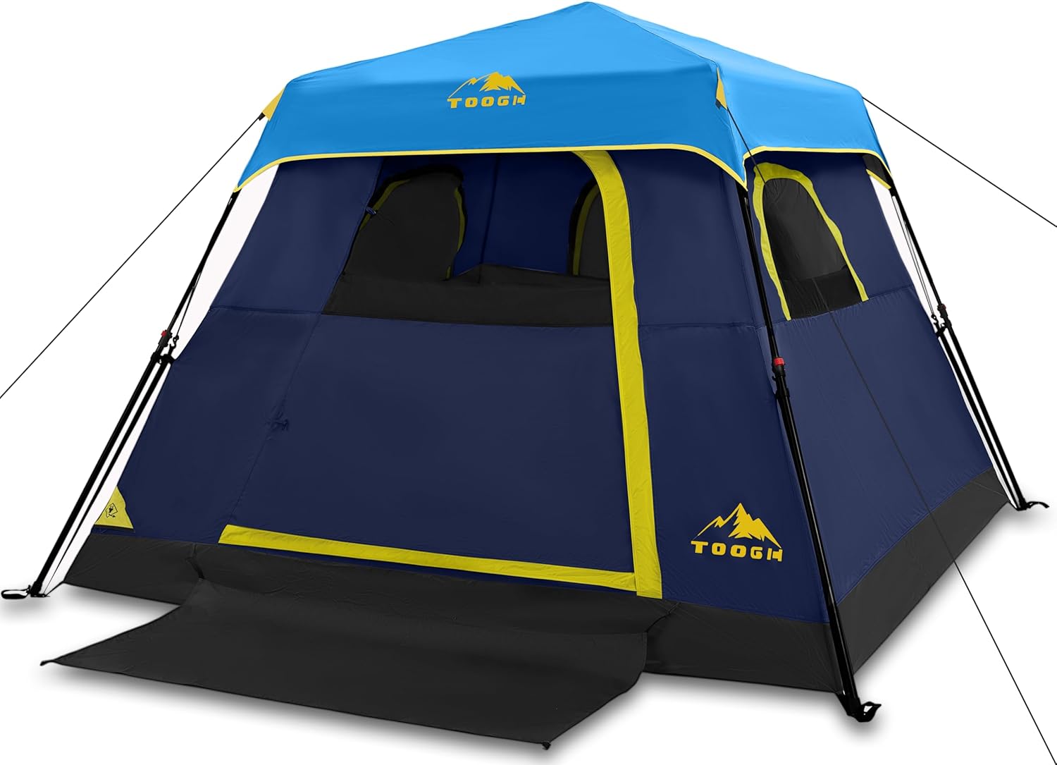 3/4 Person Camping Tent with 1 Door, 4 Windows, and Upgraded Ventilation– Instant Setup, Waterproof, 8'x 8'x 67''Oxford Fabric Floor Pop Up in 60 Seconds Includes Rainfly and Backpack