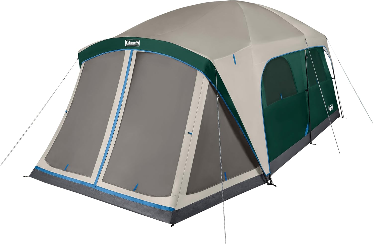 Coleman Skylodge 12-Person Camping Tent with Rainfly & Screened Porch, XL Weatherproof Family Tent Fits 4 Queen-Sized Airbeds, Color-Coded Poles & Sleeves, Made of PFAS-Free Materials