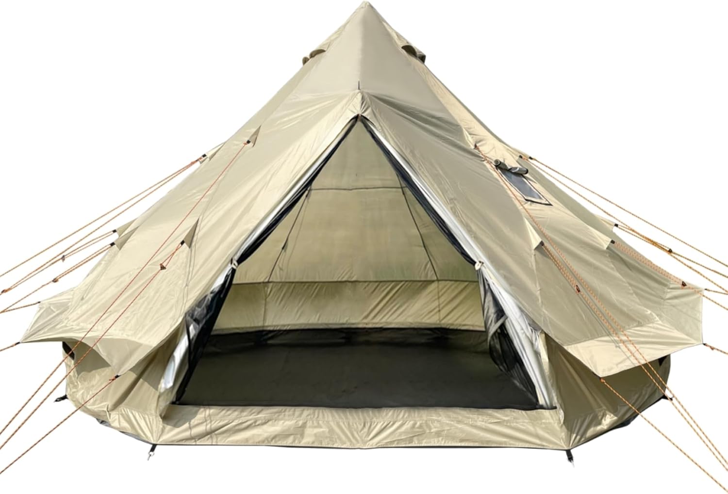 DANCHEL OUTDOOR B2A Waterproof No Center Pole Yurt Spacious Interior Glamping, 4 Season Bell Tent with Stove Jack for 4/8 Person Camping, 300D Oxford Nylon,13ft/16.4ft Khaki