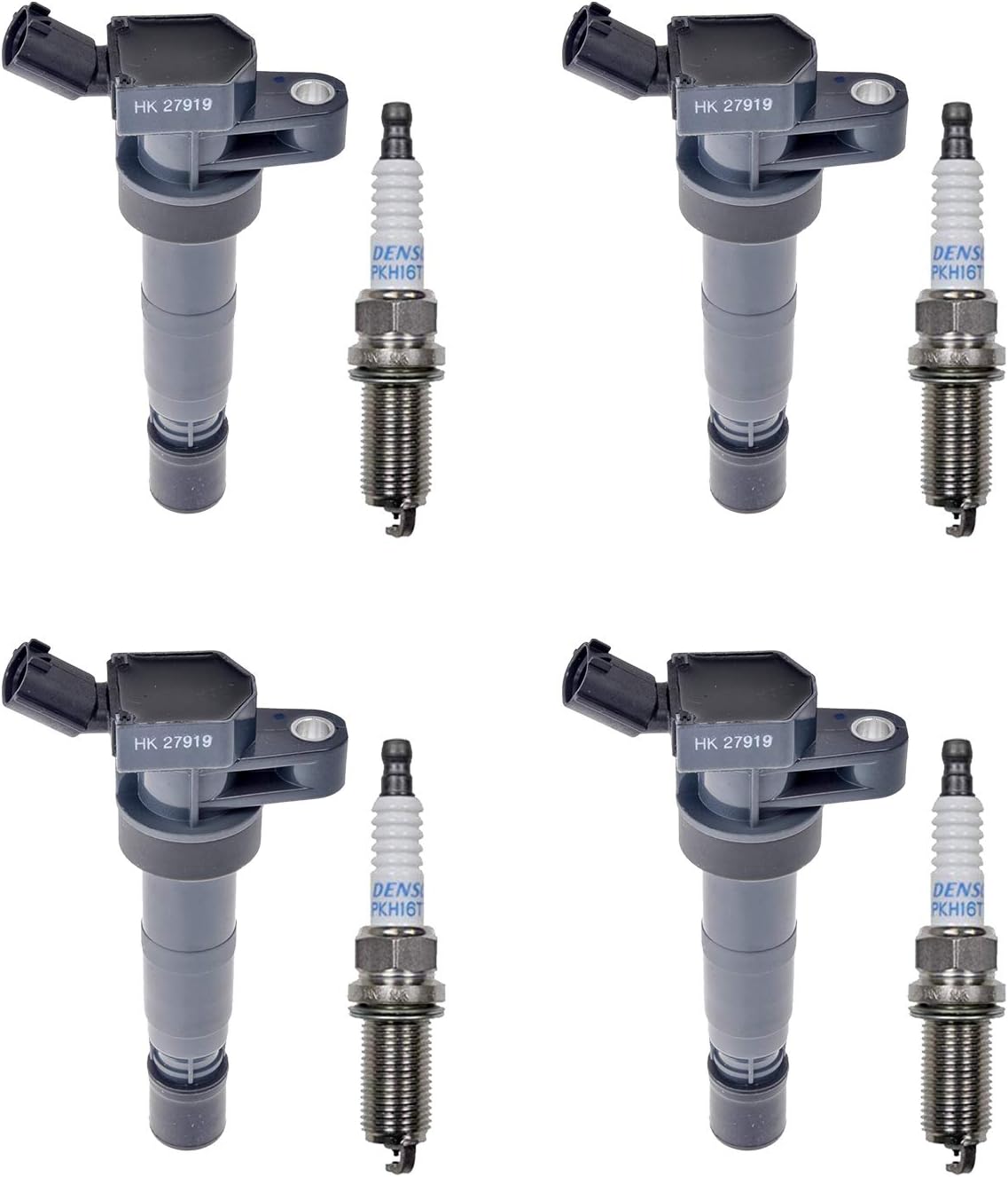 AD Auto Parts Ignition Coil Pack - 4 Ignition Coils + 4 Platinum TT Spark Plugs PK16TT For Hyundai Equus, Genesis, Santa Fe, Sonata, Tucson
