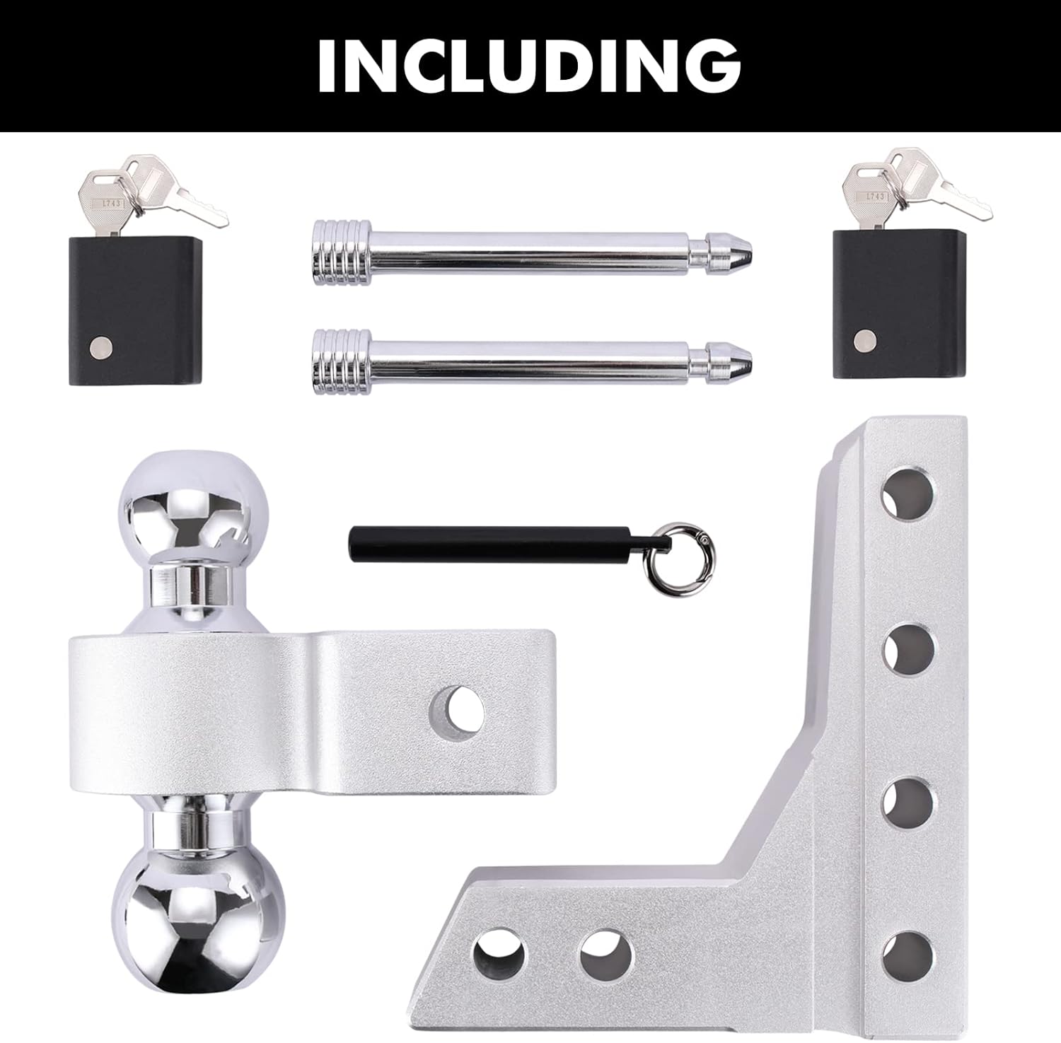 Adjustable Ball Mount Hitch 6 Inch Drop/Rise Includes 2