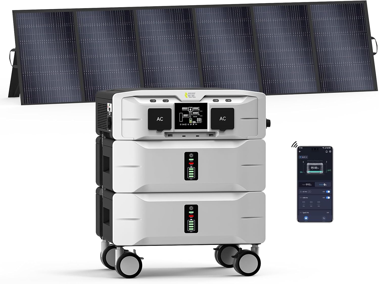 IEE 5120Wh Portable Power Station SP5000 with 500W Solar Panel, 120/240V 5000W(Peak 9000W) AC Output Solar Generator, Expandable Capacity, LFP Battery Generator for Home Use, Power Outages, RVs