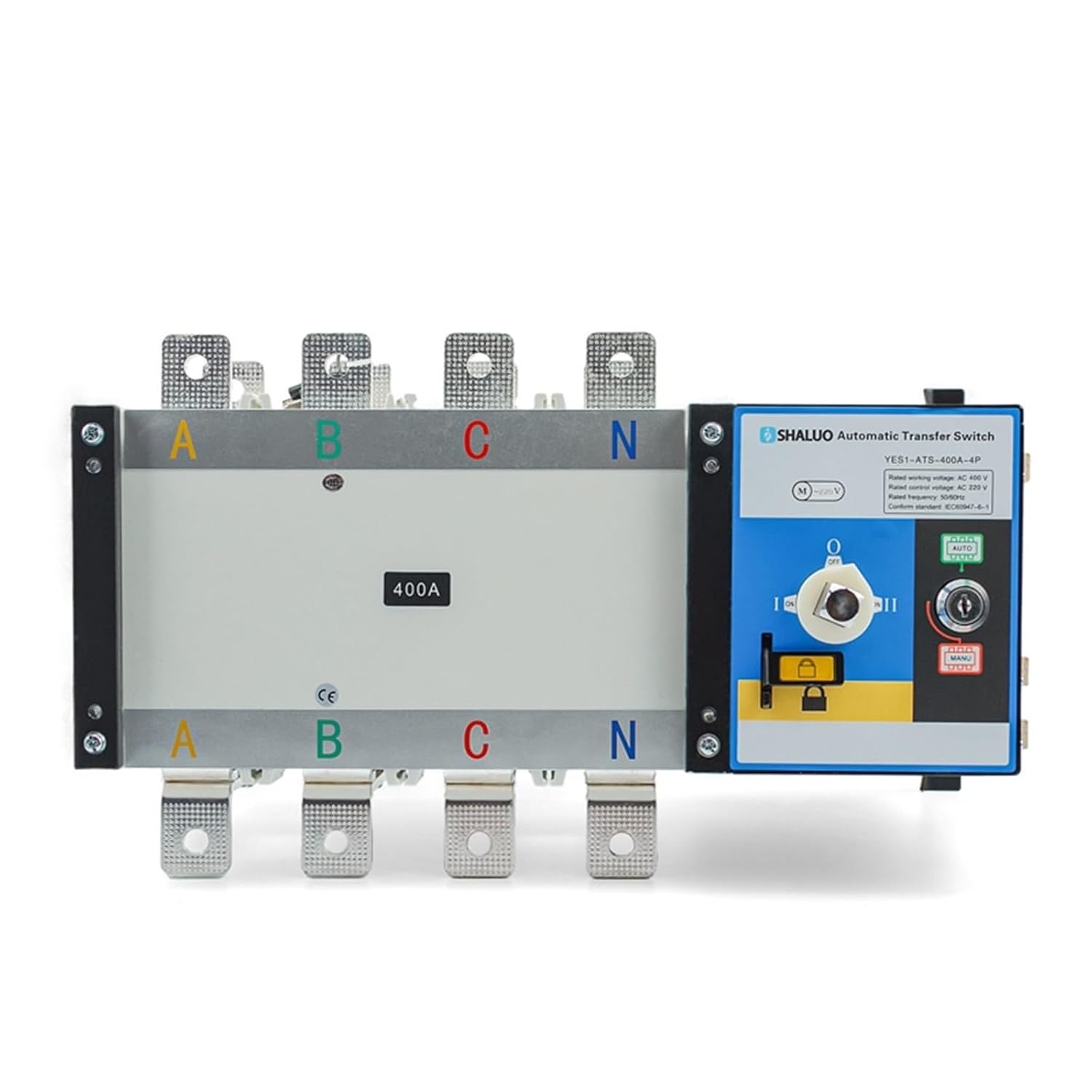 YES1 GA Series ATS Generator Dual Power Automatic Transfer Switch AC220V 400A 630A 4P Circuit Breaker YES1-ATS-630A-4P(400A 4P ATS)