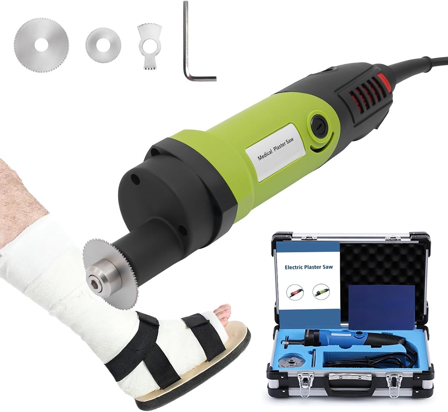 Medical Electric Plaster Saw Cast Cutter, Cast Removal Saw with 3 Blades, 13000RPM Speed Adjustable, Orthopedic Sport Medicine Surgery Tool for Removing Plaster Polymer Bandage(Red)
