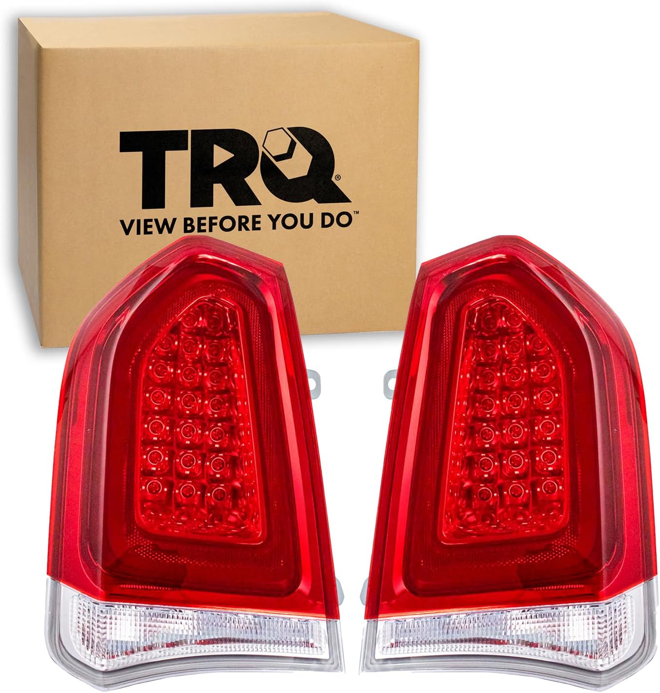 TRQ 2 Piece Driver & Passenger Side Tail Light Assembly Set Compatible with 2015-2022 Chrysler 300 CH2800213 CH2801213