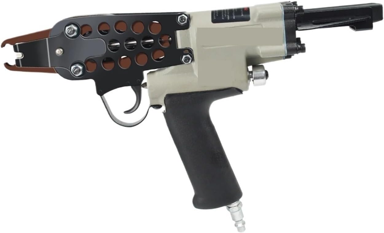 Pneumatic Nail Gun, Pneumatic Hog Ring Gun with Slim Long Nose, Fits 19mm Crown Hog Ring Staples, for Wire Cages, Fencing for Floor, Truss, and Roof