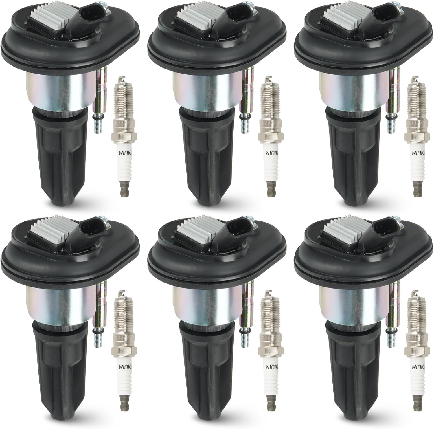 6PCS Ignition Coil Pack with 6PCS Iridium Spark Plug Compatible with GMC Canyon Envoy Chevrolet Colorado Blazer Trailblazer Isuzu i-280 i-290 i-350 i-370 Hummer H3, Replace for UF303
