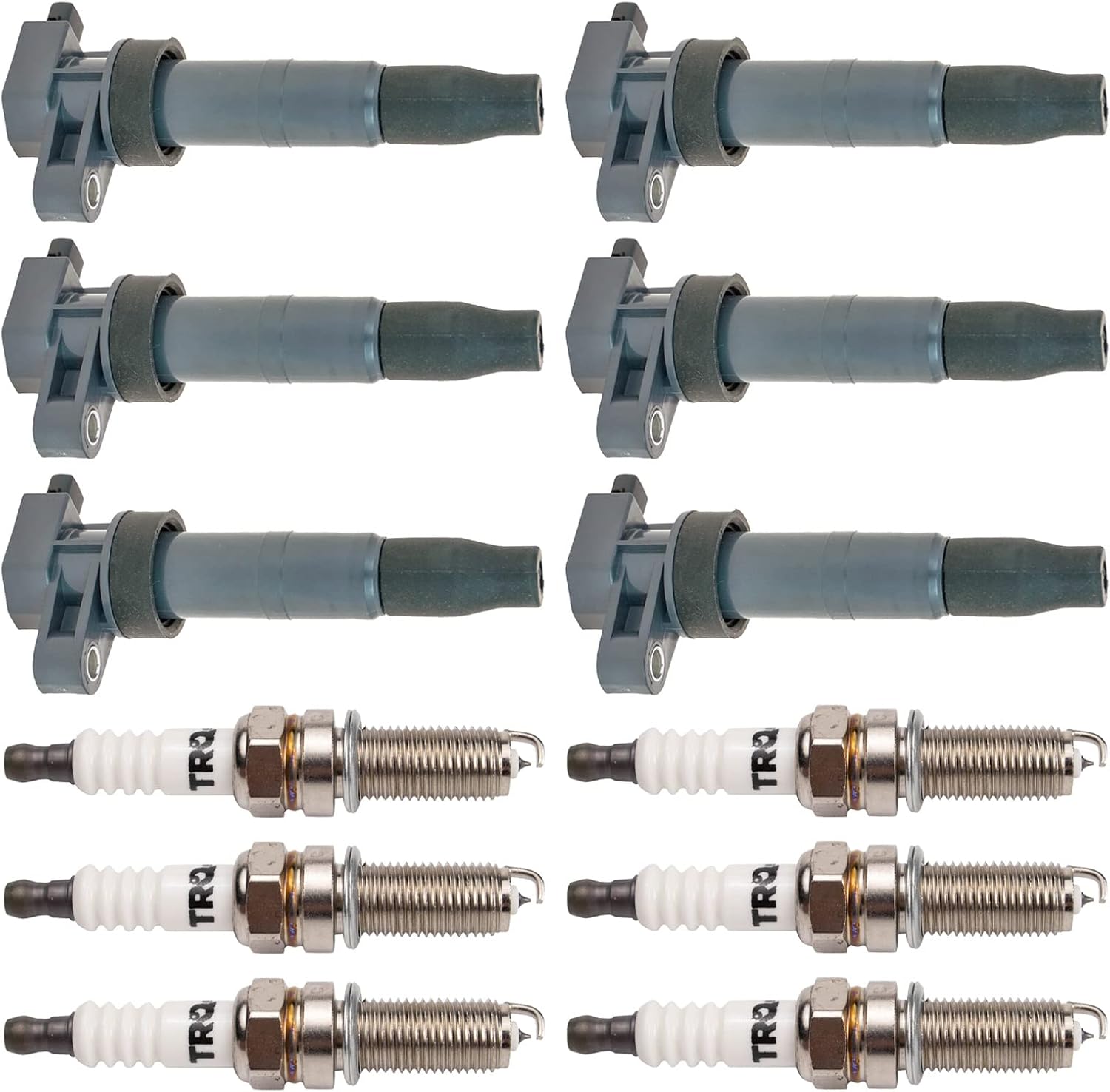 TRQ Ignition Coil and Spark Plug Kit 12 Piece Iridium Spark Plugs Compatible with 2010-19 Hyundai Genesis Genesis Coupe Santa Fe Azera Santa Fe XL 2011-17 Kia Sorento Sedona Cadenza