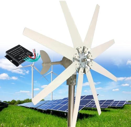 1000W Wind Turbine Generator Kit - 12V/24V/48V - 8-Blade Permanent Magnet System with Auto Direction Control - Perfect for Marine, Motorboats & Off-Grid Power Solutions