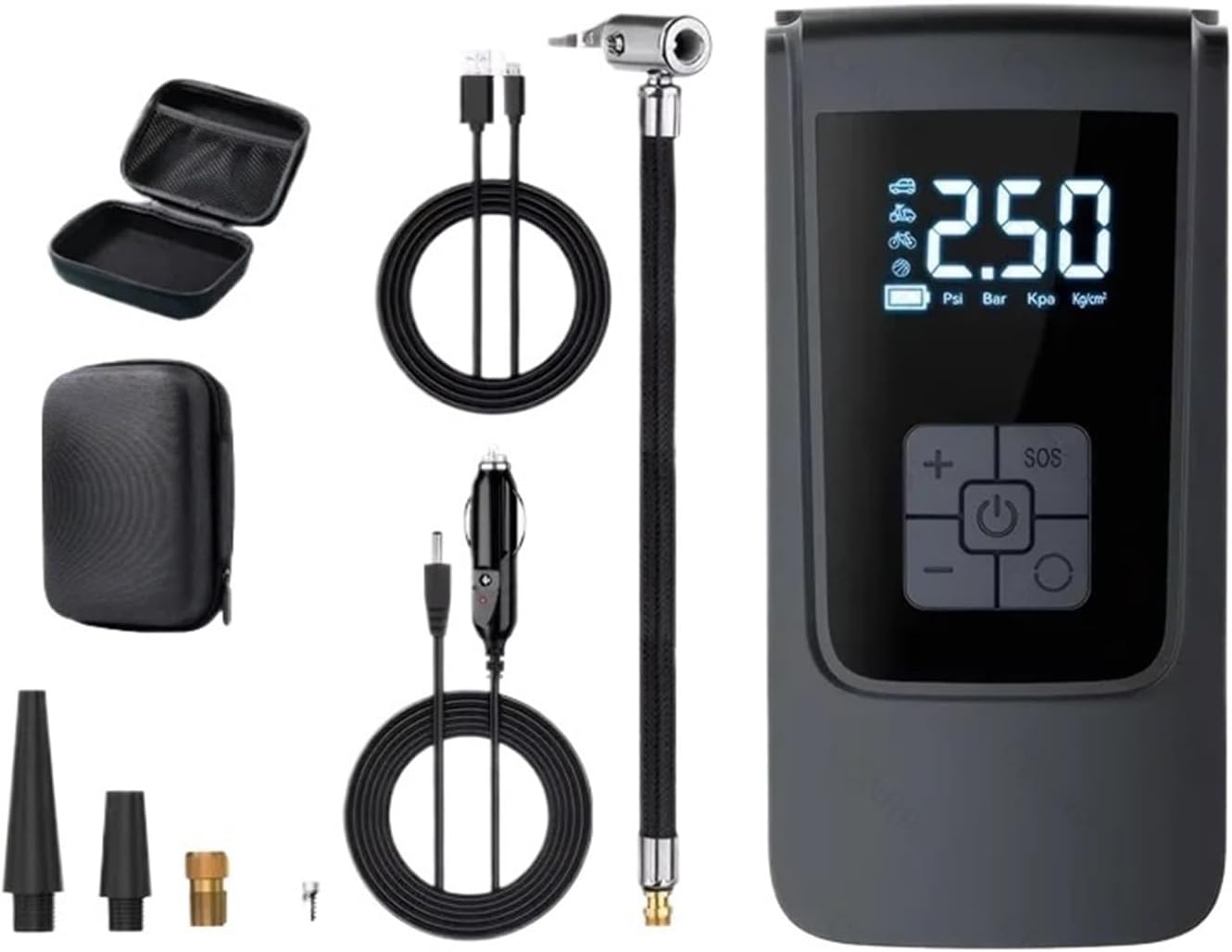 MUSM Car Tire Air Pump Portable Car Air Pump Wireless Tire Inflator Electric Air Compressor(Powered andWired Bag)